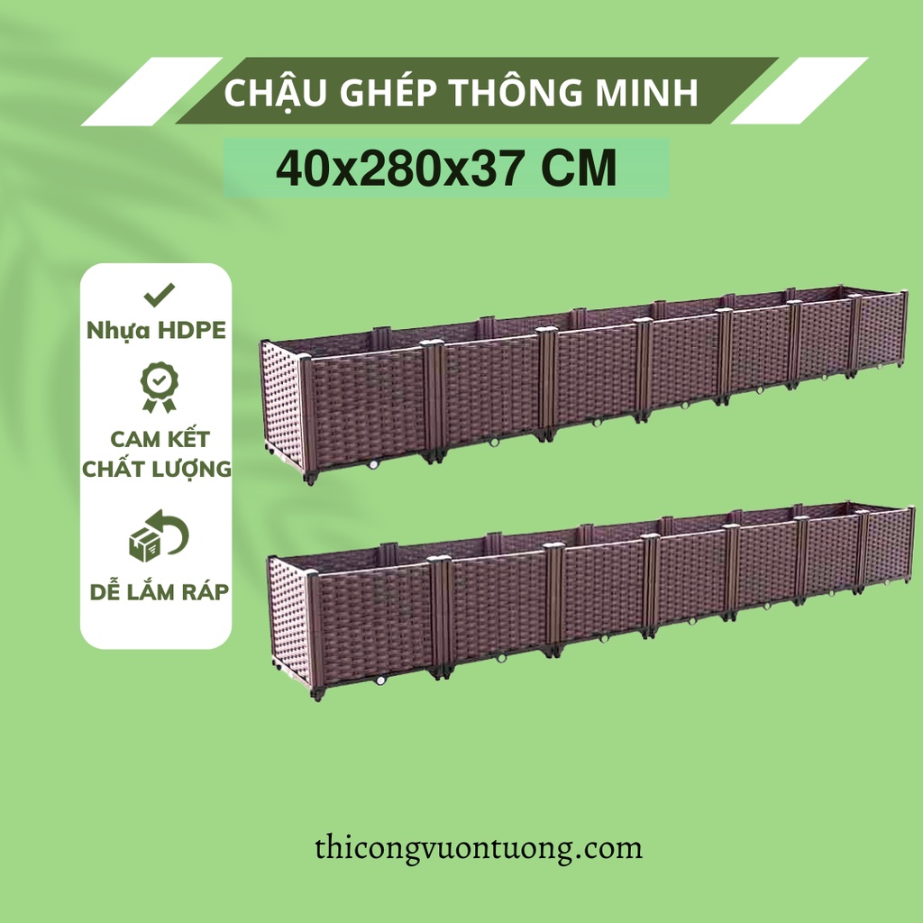Chậu lắp ghép thông minh màu nâu 280x40x37cm chậu nhựa trồng cây cảnh, cây ăn trái tiện lợi Chậu lắp ghép thông minh màu nâu 280x40x37cm chậu nhựa trồng cây cảnh, cây ăn trái tiện lợi