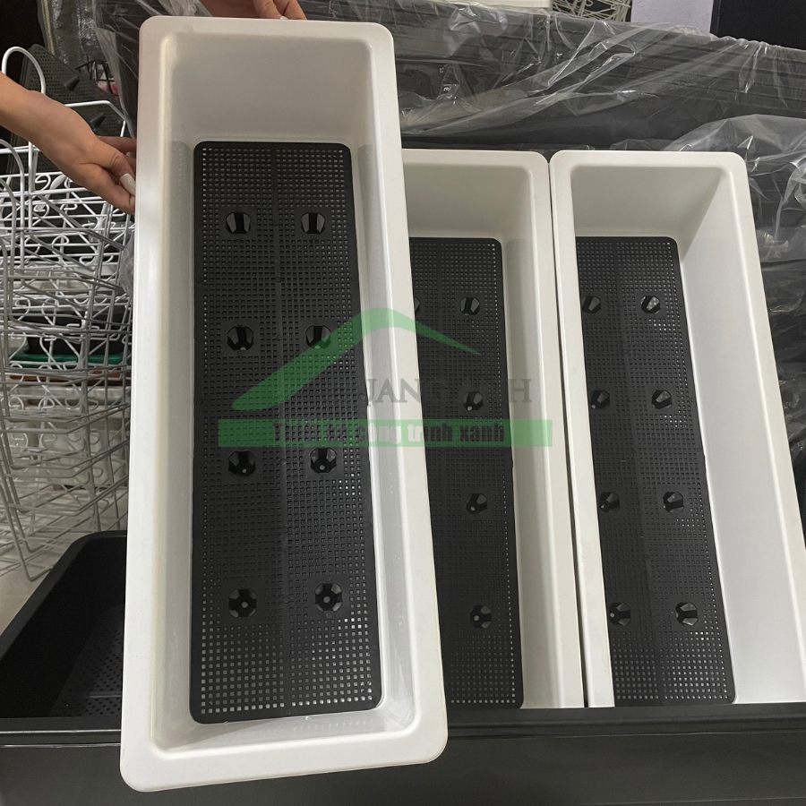Khay nhựa, Chậu nhựa trồng rau thông minh hình chữ nhật 67x24x19cm Khay nhựa, Chậu nhựa trồng rau thông minh hình chữ nhật 67x24x19cm