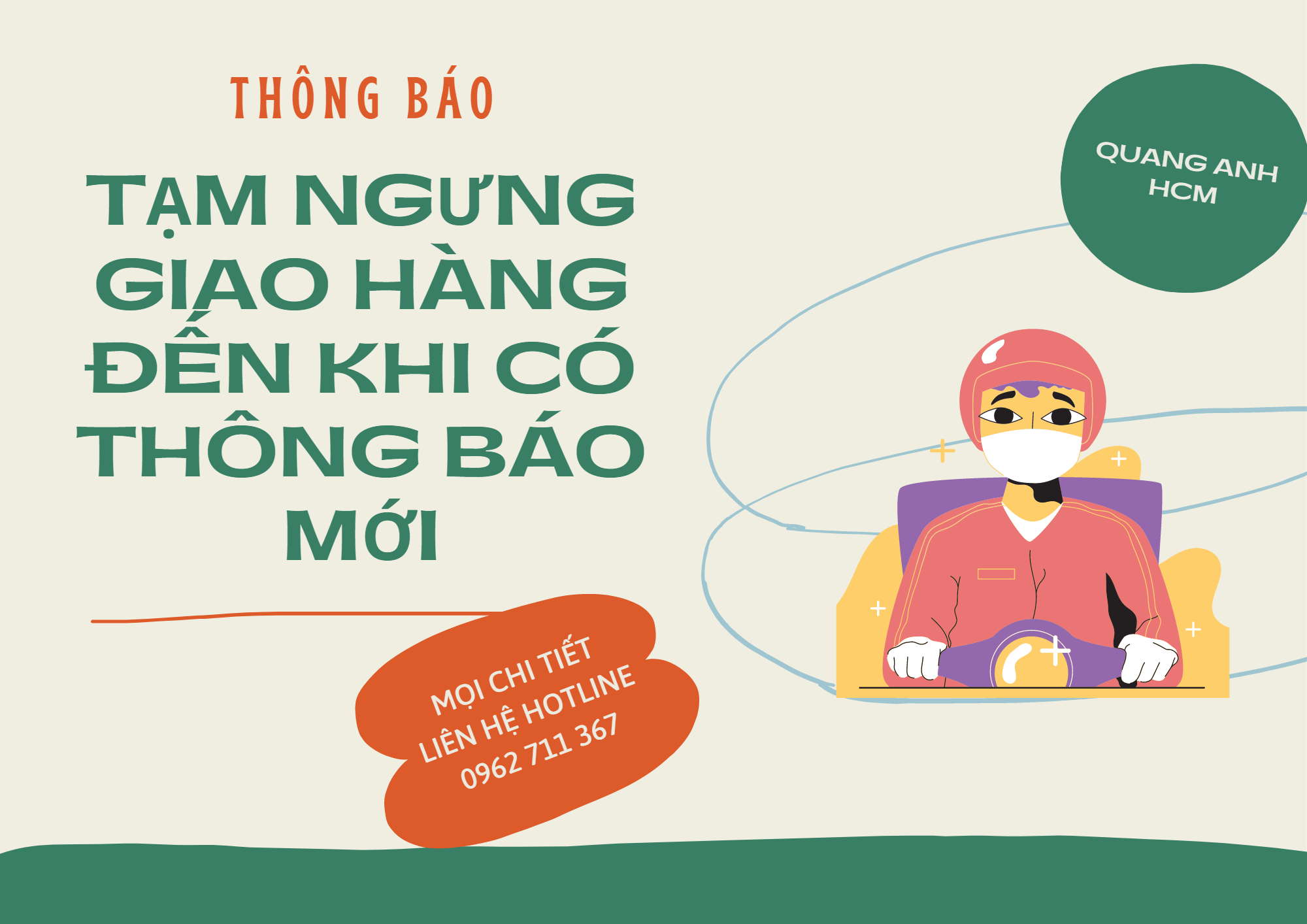 TẠM NGƯNG HOẠT ĐỘNG GIAO HÀNG ĐẾN KHI CÓ THÔNG BÁO MỚI