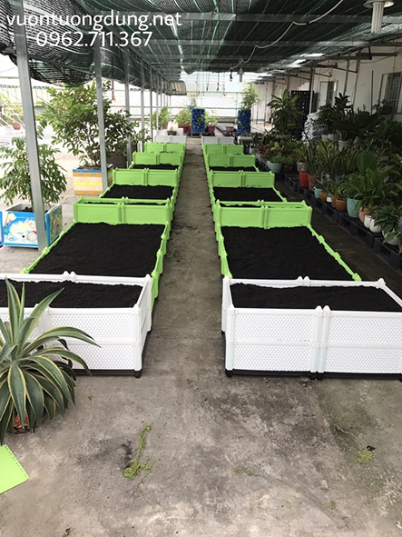 Vườn rau sử dụng chậu ghép nhựa thông minh